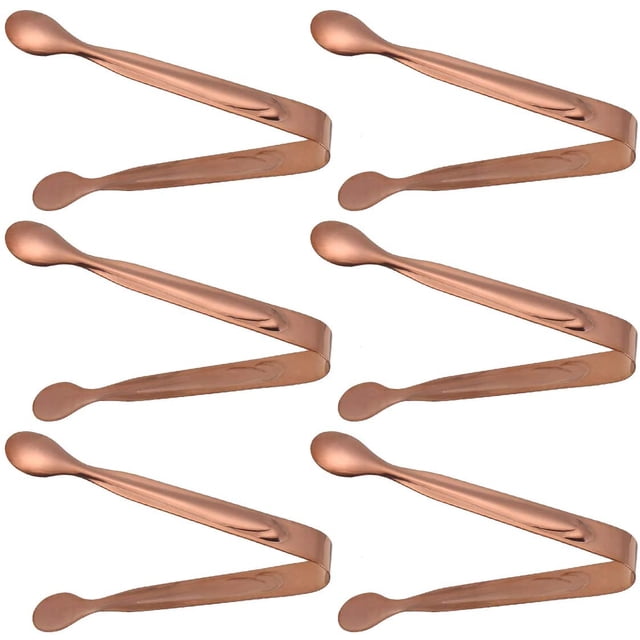 Pinzas para hielo, pinzas para servir de acero inoxidable, pinzas para parrilla, pinzas para cocina, pinzas para azúcar, abrazadera para galletas de comida para fiesta, hogar, Bar, 6 uds., oro rosa Brillar Hogar