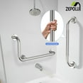 thumbnail image 3 of Brushed Nickel Angled Grab Bar 16 Inch, Zepolu Stainless Steel L-Shaped Safety Grab Rail, Bathroom Mobility Aid Handrail, Wall Mounted Balance Support Assist Shower Handle for Senior Elderly Handicap, 3 of 14