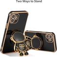 thumbnail image 3 of for iPhone 11 Case Cute 6D Astronaut Case with Stand Function Luxury Plating Case Cover Slim Fit Soft TPU Shockproof Bumper Protective Electroplated Case for Girls Boys,6.1 inch,Black, 3 of 12