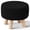 Black, variant on 100% Hand Knitted Pouf, Round Footrest with 4 Non-Skid Wood Legs, Boho Décor Cotton Rope Pouffe Beside Sofa, Leisure Floor Step Chair for Living Room (Yellow)