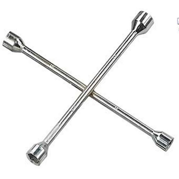 ToolUSA 14" (34.3 cm) Cross Rim Ugly Wrench | Durable Steel Construction | Clearly Etched Sizes: 17mm, 19mm, 21mm, 23mm | Essential for Emergency Tire Changes