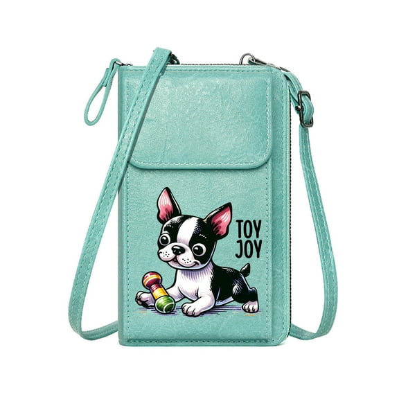 OIDERY Customized Phone Bags Small Crossbody Bags Colorful toy Boston Terrier puppy Whimsical illustration Suitable for Everyday Use Romantic Gifts for Wife Girlfriend