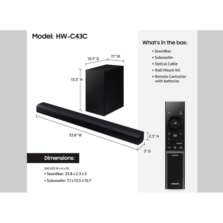 Restored Samsung HW-C43C/ZA 2.1 ch DTS Virtual:X Soundbar With ...