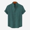 thumbnail image 4 of Yiaimeir Casual Business Solid Color Short Sleeve Shirt Mens Stand Collar Button-Down Shirt,Size M-5XL, 4 of 4