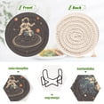 thumbnail image 4 of Yayeee 6 PCS Drink Coasters with Holder Set Woven Absorbent Round Tabletop Hot Pad, Black Astronaut Space, 4 of 7