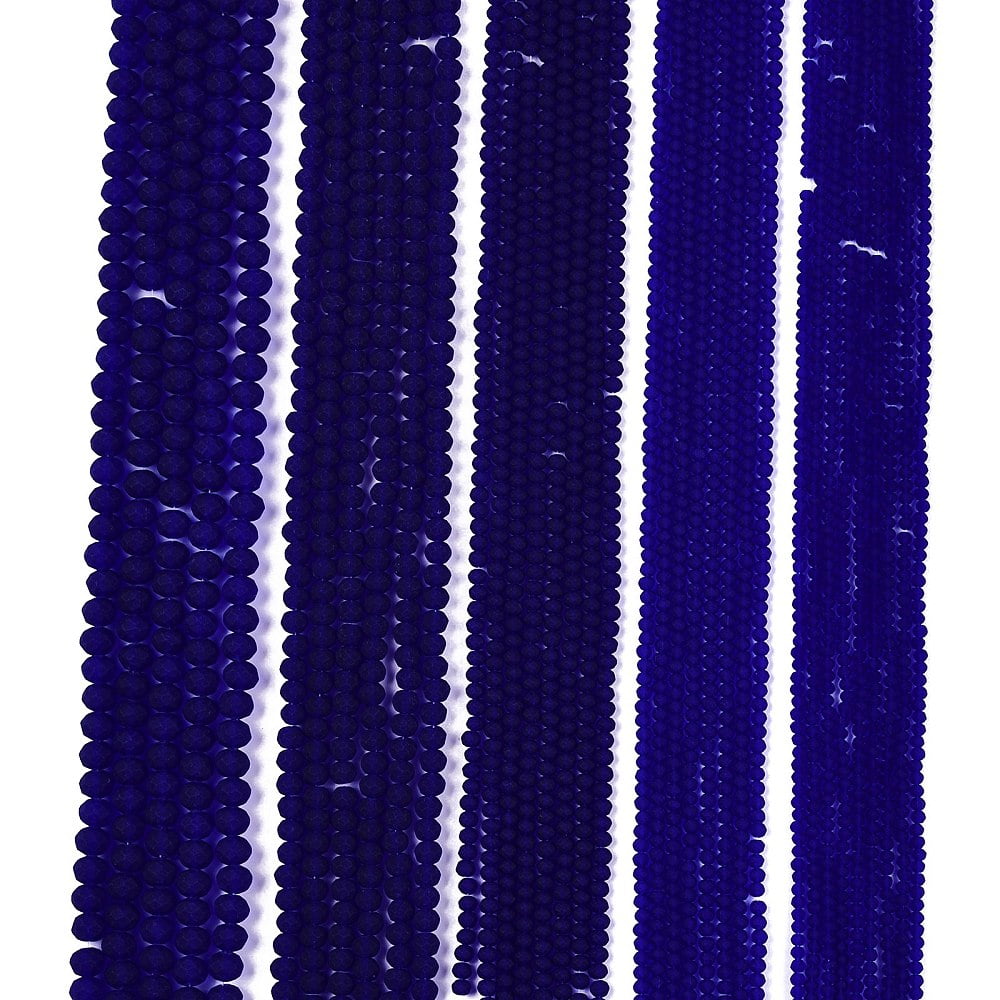 Transparent Glass Beads Strands Faceted Frosted Rondelle Dark Blue 8mm Hole: 1mm 64~65pcs/strand 40~41cm