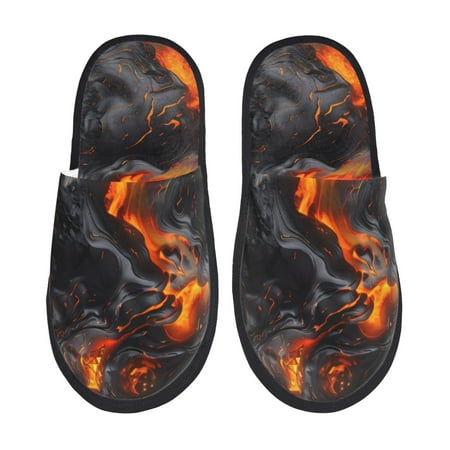 

Noikeo Molten Lava Abstract Flow Pattern Cozy Slippers Indoor for Women and Mens Fuzzy House Shoes Soft Plush Warm Slip-on Slippers-Large