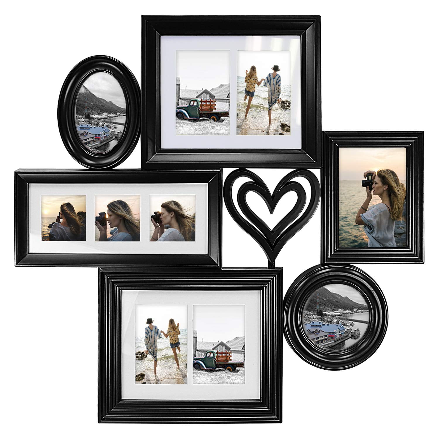 Mahogany Frames by Mail Double Oval Single Square Opening Collage Frame for 4 x 6 Photo