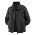thumbnail image 2 of Men Stand Collar Lightweight Jacket, Full Zip Mesh Lined Windbreaker with Side Pockets, Loose Fitting Casual Breathable Outerwear for Outdoor Streetwear Black M, 2 of 6