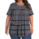 thumbnail image 2 of Tamaño Más Manga Corta Tops para las Mujeres Impreso Manga Corta Sólida Redonda Cuello Plegado Blusa, Poliéster Más Tamaño Superior, Lavado a Mano, 2 of 6