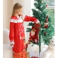thumbnail image 4 of Aideaone Girl Christmas Nightgowns Lace Print Sleepwear Lightweight Nightdress Soft Princess Pajamas Dress Red 4-12 Years, 4 of 8