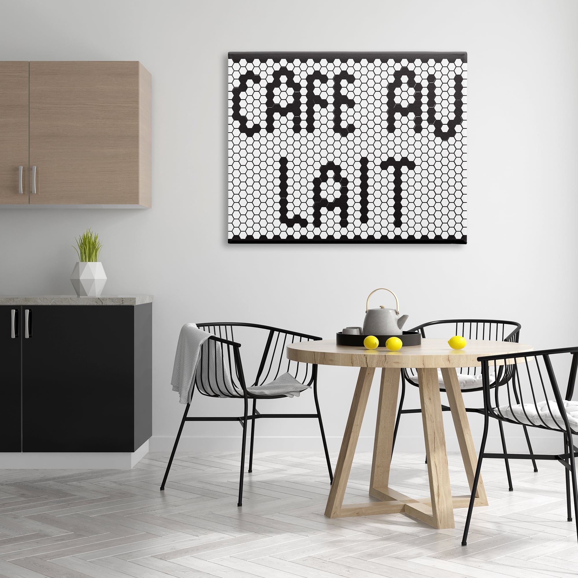Stupell Industries CafÃ© Au Lait Sign Geometric Hexagon Pattern, 36 x 48, Designed by Elizabeth Medley