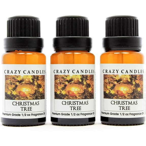 Crazy Candles Christmas Tree (Made in USA) 3 Bottles 1/2 Fl Oz Each (15ml) Premium Grade Scented Fragrance Oil