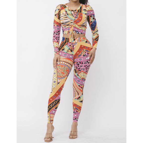 Multicolors prints 2 pieces Leggings and Top