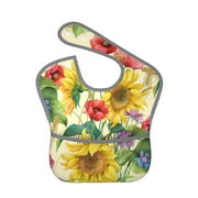 Bingfone Mess-Proof Baby Bib - Waterproof Bib For Baby Boy Or Girl With Food Catcher Pocket, Unisex-Sunflower Cornflower Poppy