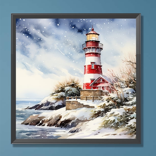 5D bricolaje redondo completo taladro diamante pintura Navidad faro decoración del hogar (A3160) FLhrweasw Nuevo