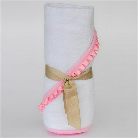 UPC: 0811881021004 | Little Ashkim Newborn Hooded Bamboo Turkish Towel – White With Pink Ribbon