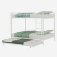 thumbnail image 4 of Lisonu Twin over Full Metal Bunk Bed with Trundle, Convertible 3-Sleeper Frame with Ladder & Rails, White Iron for Guest Rooms & Dorms, 4 of 15