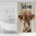 thumbnail image 4 of Extra Long Shower Curtain 72x96 Inch, Cow Flower Garland Shower Curtain Waterproof Bathroom Decor Farm Animal Cottagecore Blooms Floral Fabric Bath Curtain Set Accessories with Hooks, 4 of 6