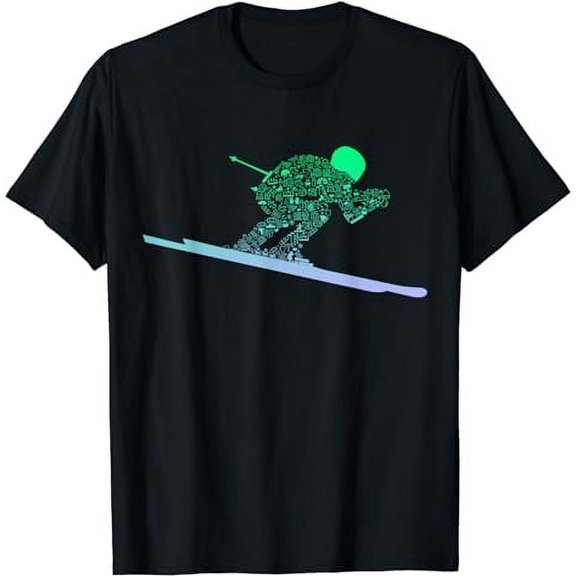 Silhouette Ski Icon Tshirt for Skiier | Ski Boys Skiing T-Shirt
