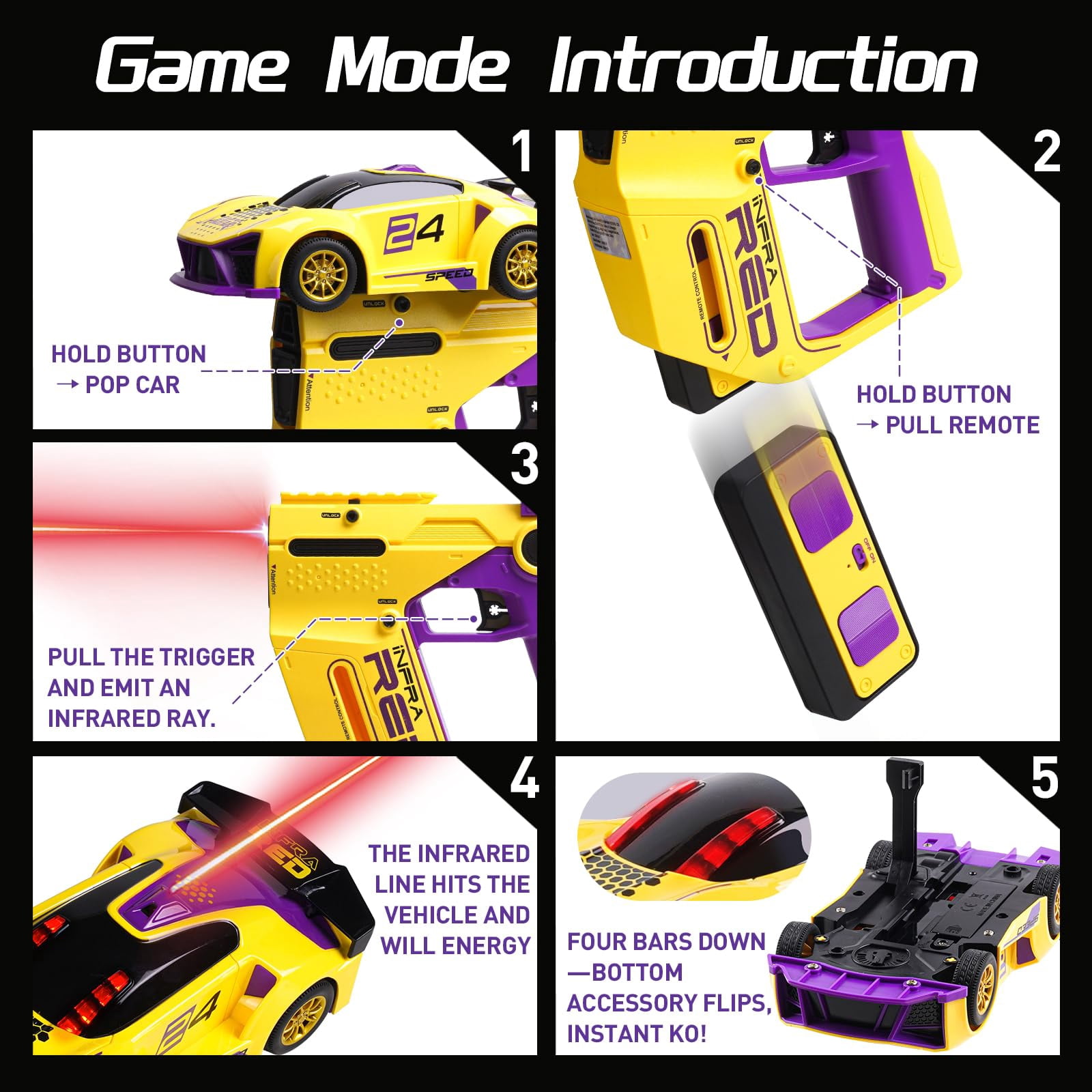 3 IN 1 Remote Control Car for Kids,2.4GHz RC Stunt Car Toys with Flip Effects,Racing and Drifting,Family-Friendly,Gift for Boys Girls,Yellow