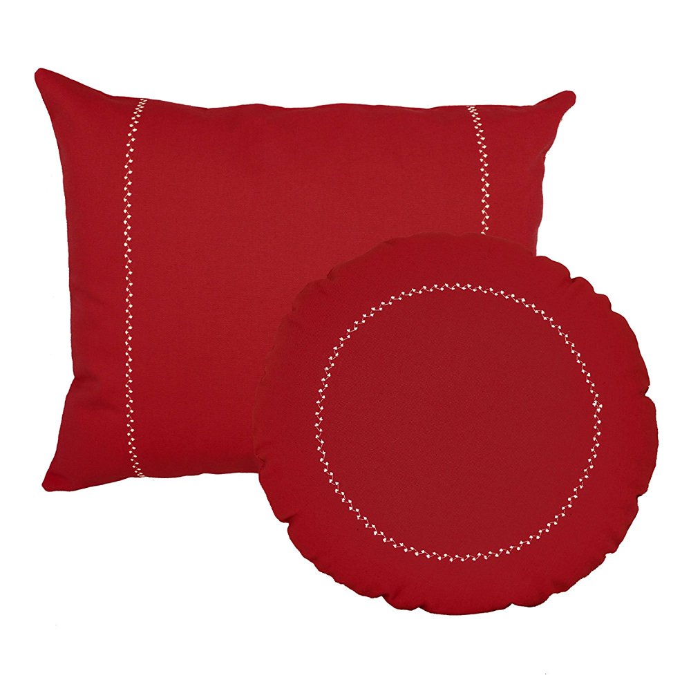 Red Round and Rectangle Pillows Solid Color IndoorOutdoor Throw