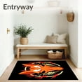 thumbnail image 3 of ODIKA 3'x5' Machine Washable Non-Slip Area Rug, Mystical Fox Spirit Figure Featuring Interlocking Flame Details High Traffic Rug with Pad, Orange, 535929, 3 of 8