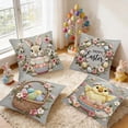 thumbnail image 5 of 4pcs Pillow Covers 18x18, Imitation Embroidery Easter Decorations Throw Pillow Covers, Home Spring Decor for Bedroom Couch Cushion Cover, 5 of 6