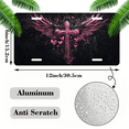 thumbnail image 2 of 1 Pcs 2D Flat License Plate Covers & Frames, Pink Cross with Wings For Decorative Front, Waterproof For Decoration Aluminum License Plate Covers & Frames Cover For Men Women, 12" X 6", 2 of 7
