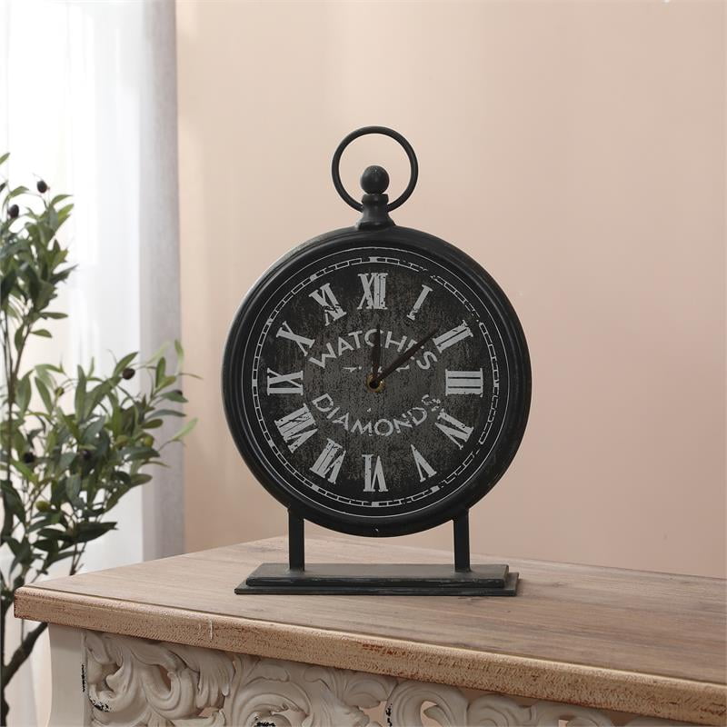 Luxenhome Black Metal Vintage Table Top Clock - Walmart.com