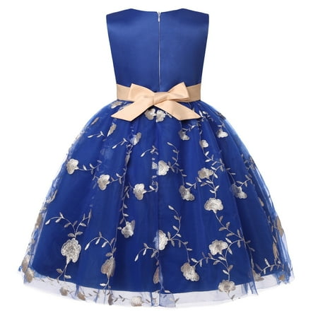 

dmqupv Dress Up Clothes For Little Girls 4T Girls Dress Short Sleeve Cold Shoulder Dresses Ruffle Trim Lace Splicing Summer Dresses for Girls Round Neck Blue 4-5 Years