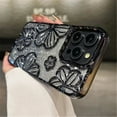 thumbnail image 1 of Luxury Plating Clear Bling Glitter Gradient Flowers Phone Case For iPhone 15 11 12 13 14 Pro Max Soft Silicone Shockproof Cover Black For iPhone 15 Pro, 1 of 6