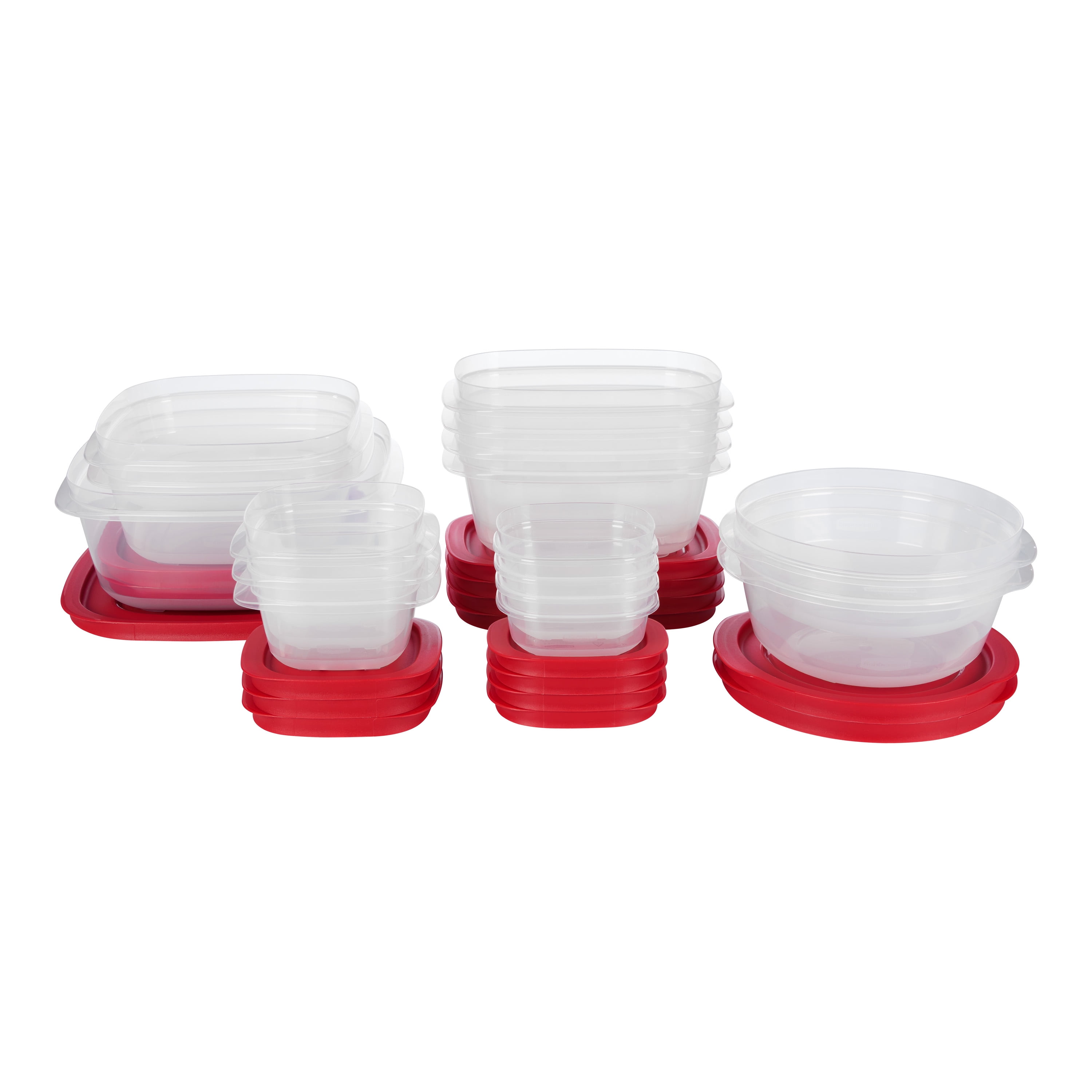 Rubbermaid EasyStore Rectangle, Square, and Round Food Storage Containers with Lids, 32-Piece Set