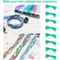 thumbnail image 2 of LAICAIW 16 Pcs Extensions de Cheveux Colorées Bouclées Ondulées à Clipser Postiche Synthétique à Rayures pour Filles Femmes Enfant, Mèches de Fête Multicolores (Vert), 2 of 6