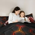 thumbnail image 4 of Homewish Geometric Hexagon 7-Piece Twin Bedding Sets,Rugby Football Sport Bedding Comforter Set,Red Black Sheet Sets For Boys,Super Cozy Room Decor Reversible, 4 of 8