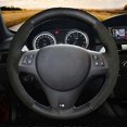 thumbnail image 2 of Customized Car Steering Wheel Cover Black Suede Steering Wheel Braid For BMW M Sport M3 E90 E91 E92 E93 E87 E81 E82 E88 X1 E84, 2 of 4