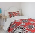 thumbnail image 4 of Ambesonne Mandala Quilted Bedspread Set 2 Pcs, Lace Seem Floral Swirls, Twin Size, Scarlet White, 4 of 6