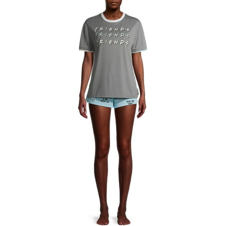 Women's and Women's Plus Warner Bros. FRIENDS Short Sleeve Top and Sleep Shorts, 2-Piece Pajama Set