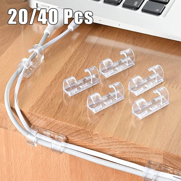 Organizador de Clips para cables, soporte para cables, gestión de cables, administrador de cables autoadhesivo, abrazadera fija, 20 Uds.
