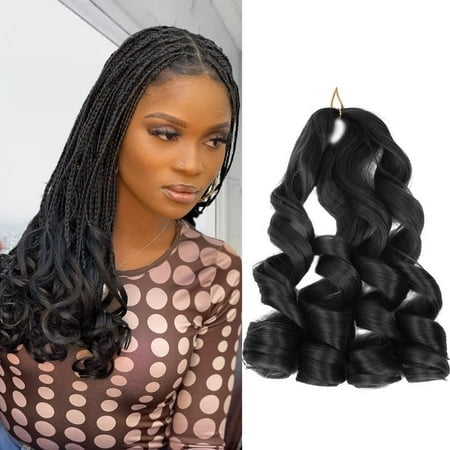 French curly Braiding Hair 14 Inch 8 Packs Short Bouncy Wavy Braiding Hair Pre Stretched For Box Braids Yaki Texture Hot Water Setting Loose Wave curly Braiding Hair For Black Women and Kids