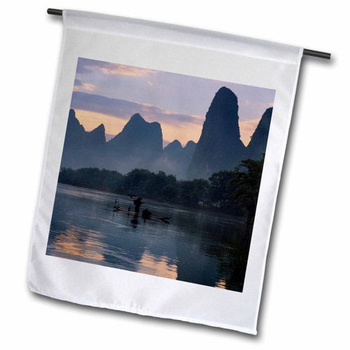 3dRose, Fishing with cormorants, Li River, Guilin, China-AS07 AJE0070 - Adam Jones, 18 x 27 inch Garden Flag