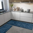 thumbnail image 3 of XUEHUAPIAOPIAO Boho Dark Blue Kitchen Mat Set, Non-Slip 17" x 47" + 17" x 30" (2 Count), 3 of 6