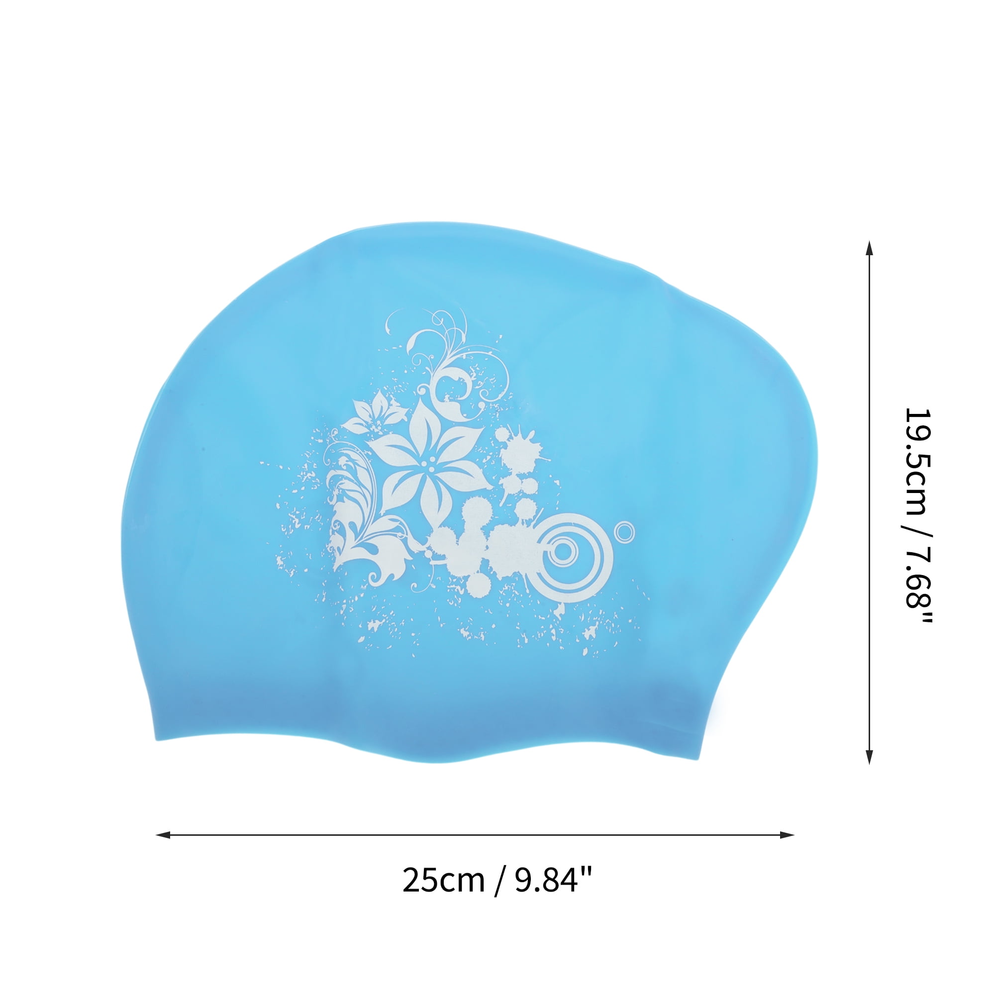 Unique Bargains Floral Pattern Swim Cap 1Pc Lake Blue