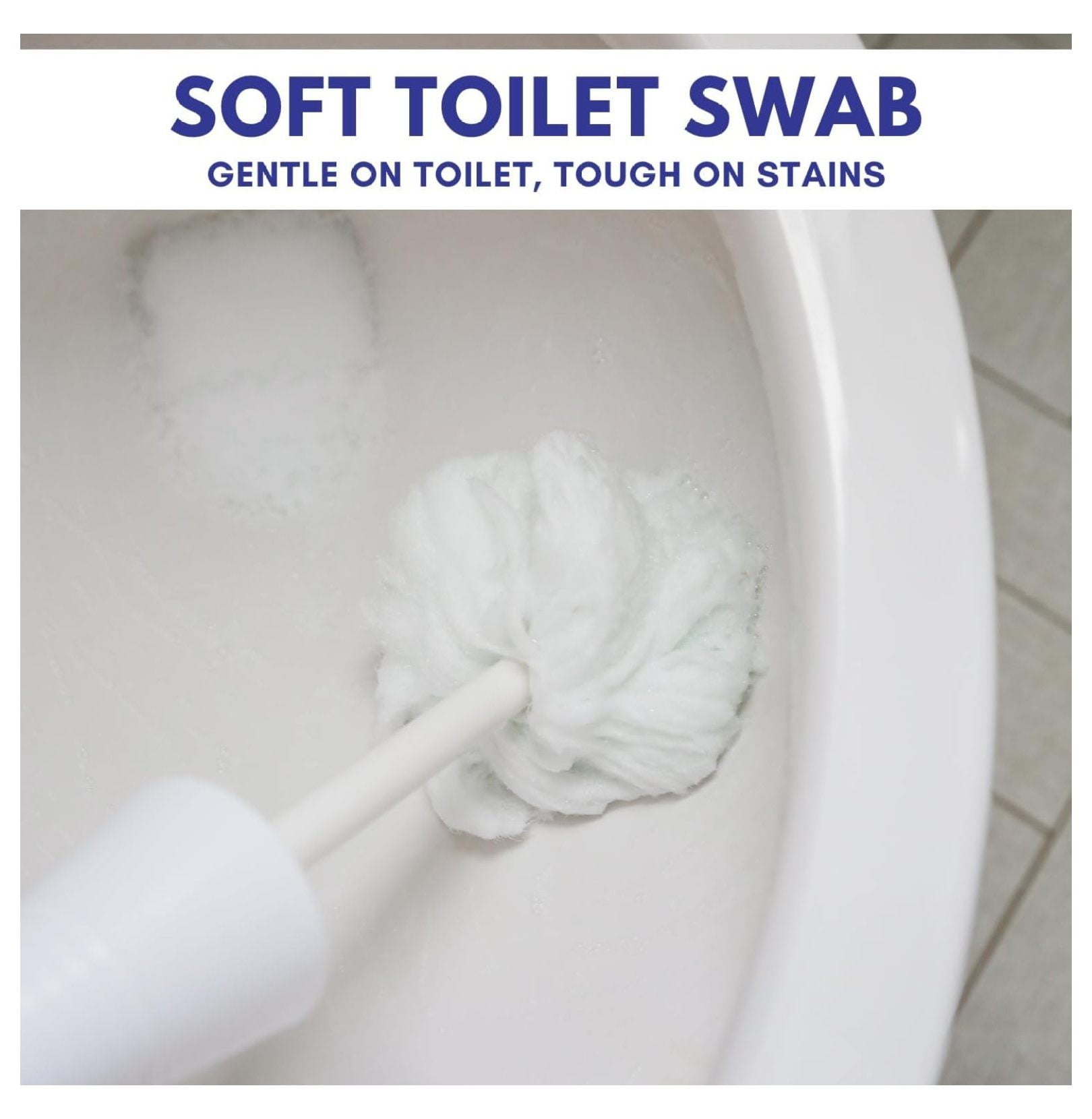 Johnny Mop | Set of 3 Toilet Brushes | 14" Handle to Easily Clean Toilet or Shower | Scratch Free Bowl Swab | Safe to Use with Your Favorite Toilet Bowl Cleaner