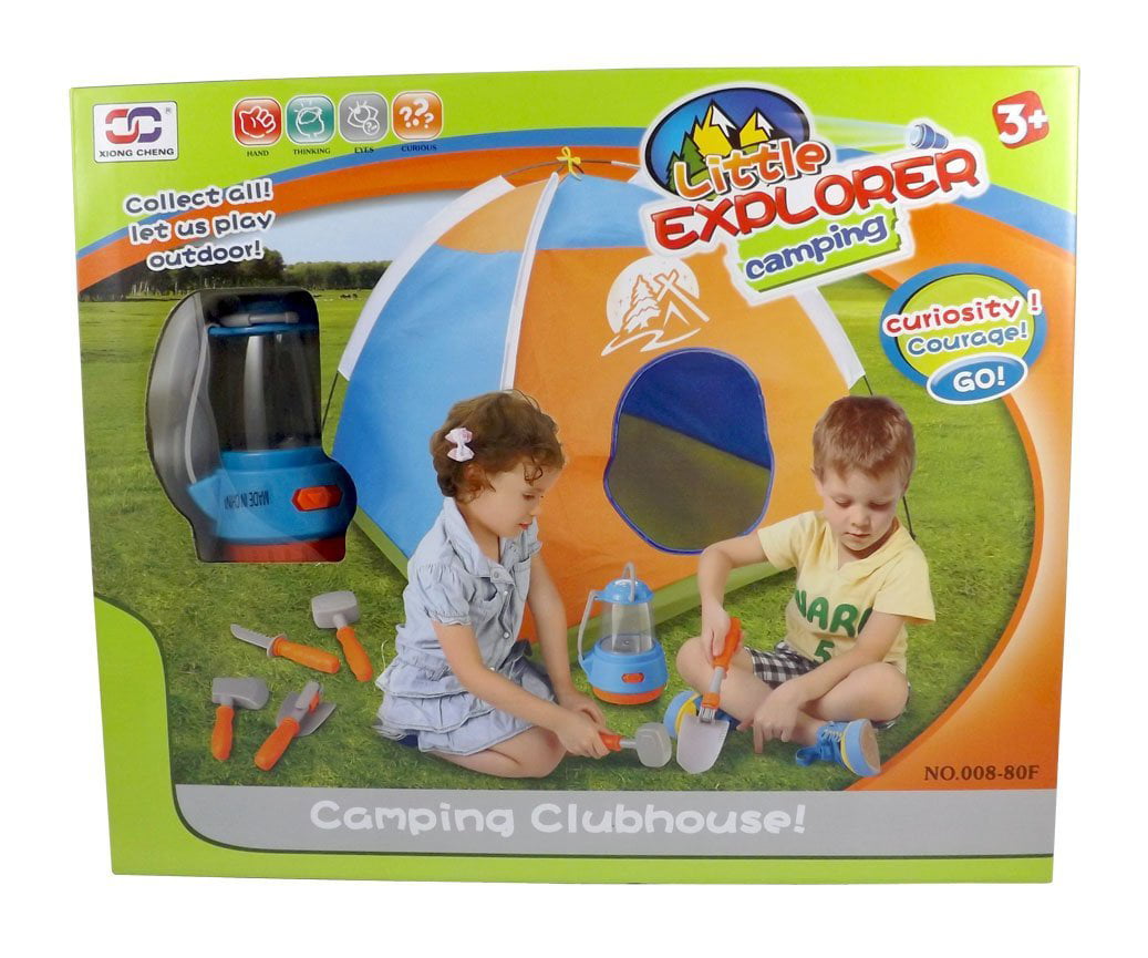 Children's Little Explorer Camping Tent & Tools Toy Gear Playset w Lantern PS80F 