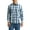 China Blue, variant on ® Men's Long Sleeve Plaid Shirt, Sizes S-5XL