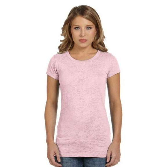 Bella Ladies' Bernadette Burnout T-Shirt 8601, Small, Soft Pink