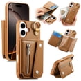 thumbnail image 2 of Finger Ring Zipper Pocket Case For iPhone 16 15 Pro Max Plus Muctifunction Leather 2 Cards Slot Phone Cover Funda, 2 of 28
