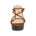 thumbnail image 5 of BLISSFUL STEP Women's Platform Strappy Crisscross Strap Block Heel Slide Sandals Dark Brown 8, 5 of 7