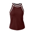 thumbnail image 5 of Miluxas Women's Halter Neck Sleeveless Tank Tops Contrast Trim Loose Tunic Shirts Tops Casual Beach Vacation Outfits for Summer Daily Wear Wine, 5 of 8